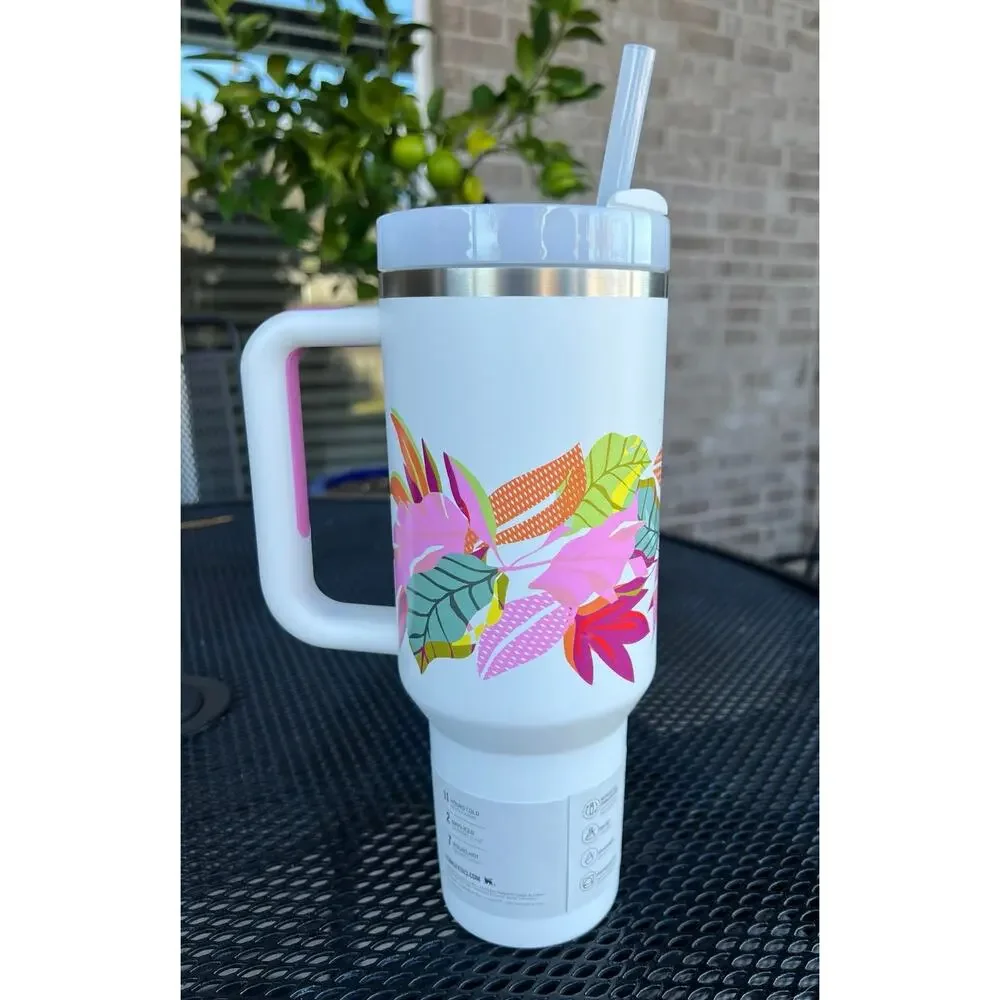 Stanley Quencher H2.0 Flowstate Tumbler 40oz Mother’s Day - White Tropic Floral